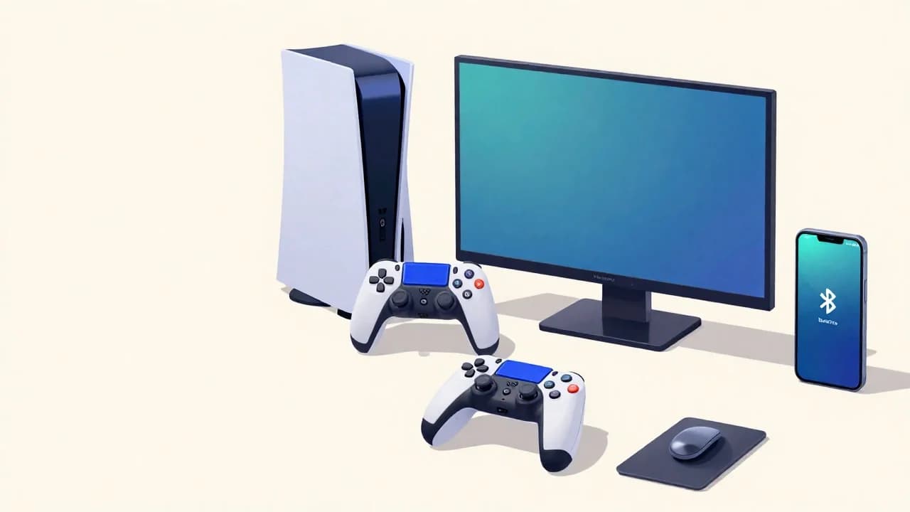 Kontroler DUALSHOCK 4 leżący obok smartfona