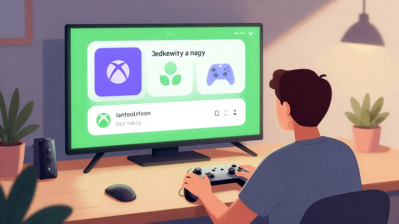 Gracz przy konsoli Xbox wybiera ustawienia językowe gry
