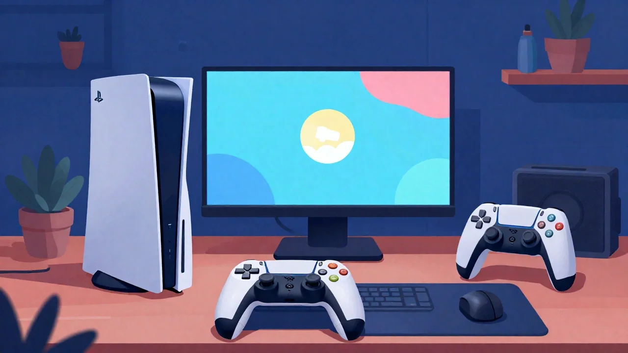 Konsola PS4 i kontroler USB podczas diagnostyki trybu bezpiecznego