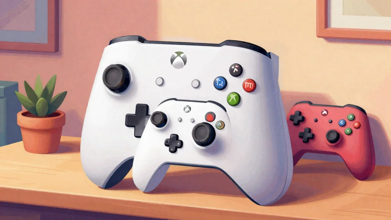 Konsola Xbox 360 przedstawiona przy stanowisku gamingowym